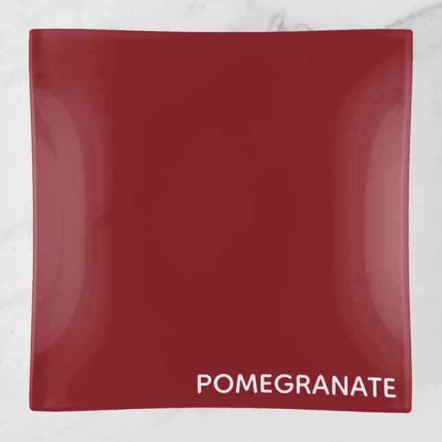 Pomegranate red color name trinket tray (Front)