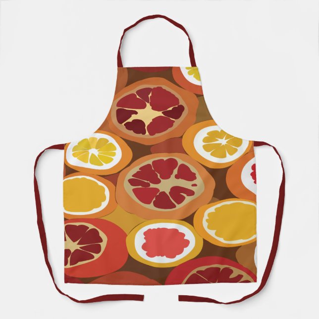 Pomegranate Red Orange Fruit Tropical Pattern Apron (Front)