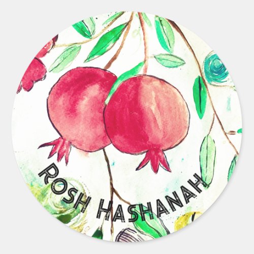 Pomegranate Rosh Hashanah Fruit Shana Tova  Classic Round Sticker