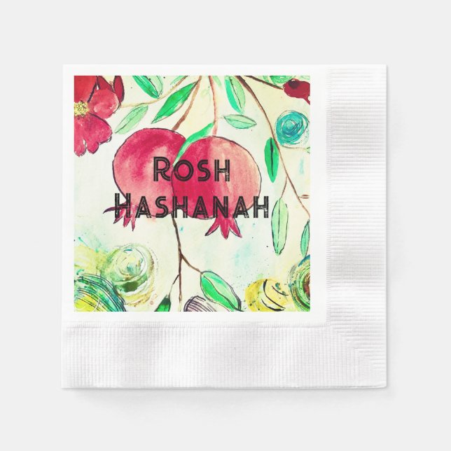 Pomegranate Rosh Hashanah Fruit Shana Tova Napkins (Front)