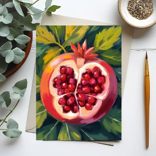 Pomegranate Seeds Fruit Painting Postcard