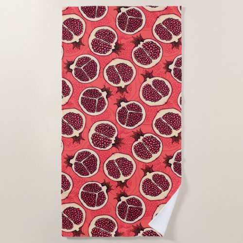 Pomegranate slices 2 beach towel