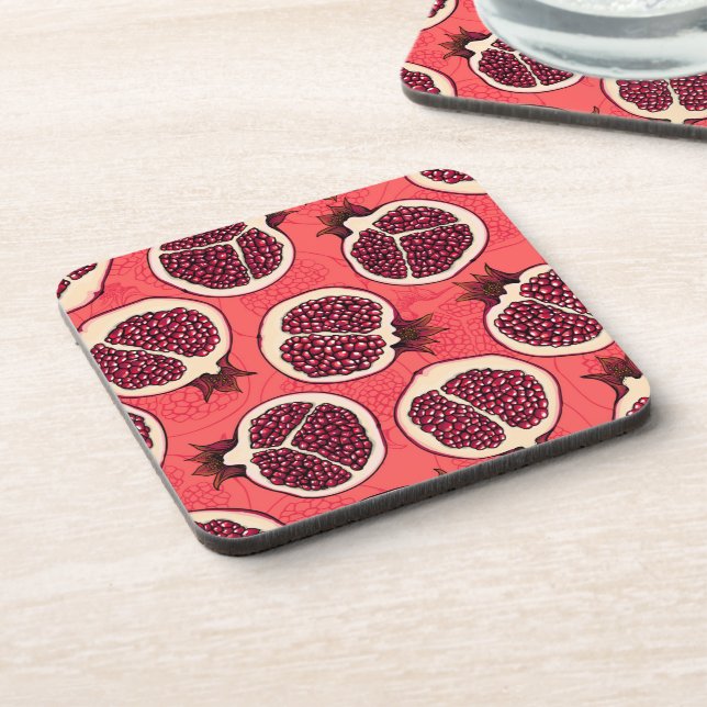 Pomegranate slices 2 beverage coaster (Left Side)