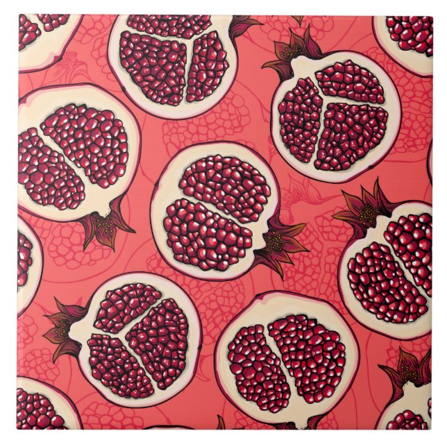 Pomegranate slices 2 ceramic tile (Front)