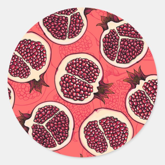 Pomegranate slices 2 classic round sticker (Front)