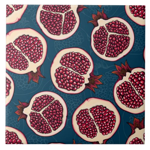 Pomegranate slices ceramic tile