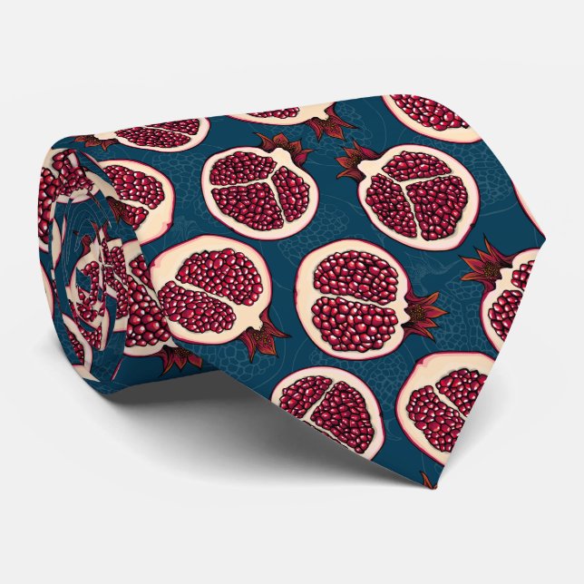 Pomegranate slices neck tie (Rolled)