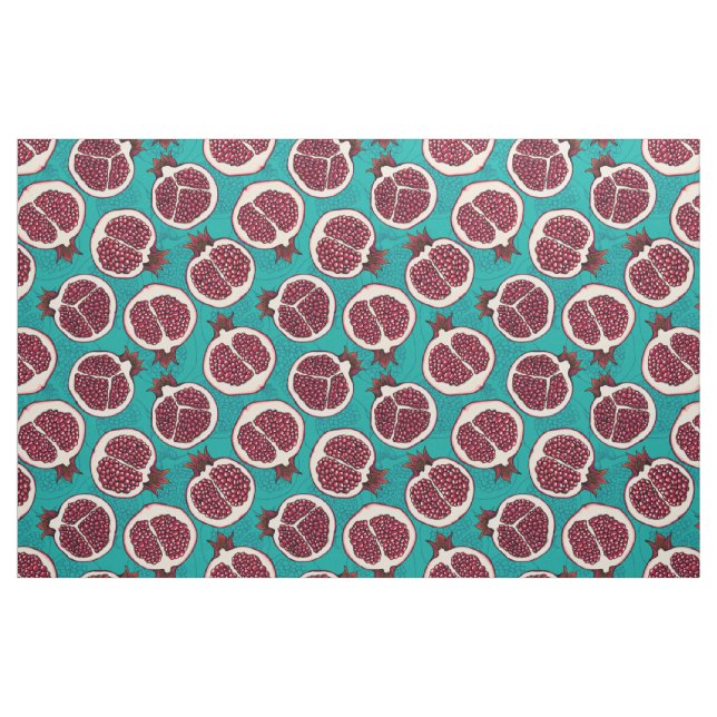 Pomegranate slices on turquoise fabric (Fat Quarter)