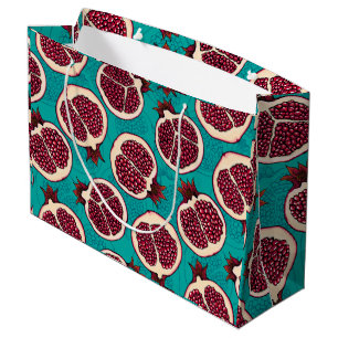 Pomegranate slices on turquoise large gift bag