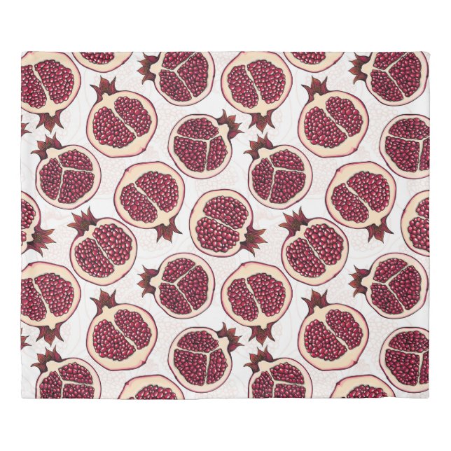 Pomegranate slices on white duvet cover (Front)