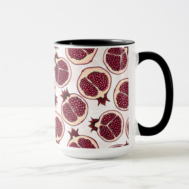 Pomegranate slices on white mug (Right)