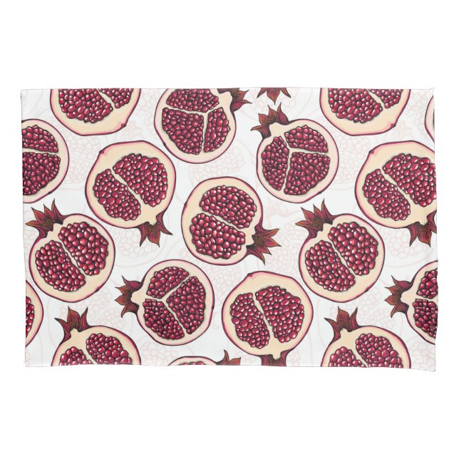 Pomegranate slices on white pillow case (Front)