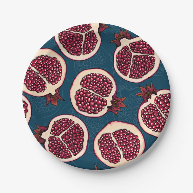 Pomegranate slices paper plates (Front)