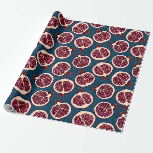 Pomegranate slices wrapping paper