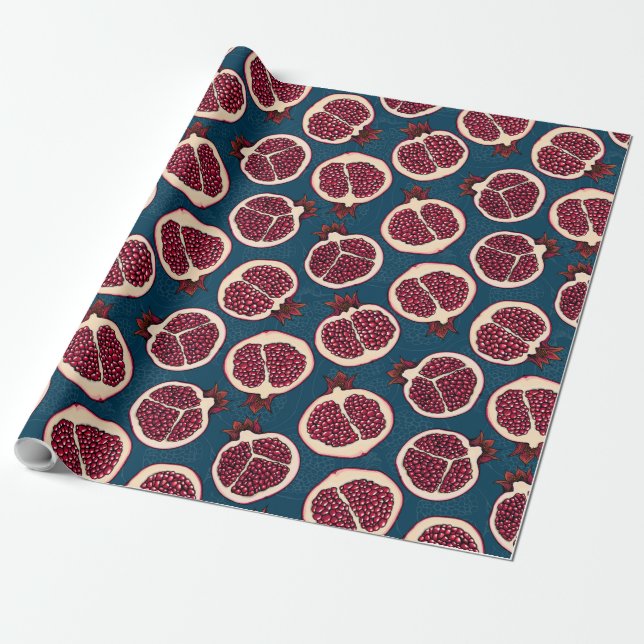 Pomegranate slices wrapping paper (Unrolled)