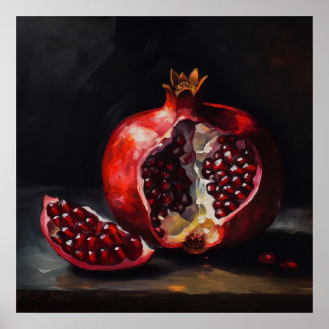 Pomegranate | Still Life | Oil Painting Style Poster (Front)