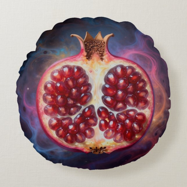 Pomegranate – Valuable Fruit for Health² Round Pillow (Front)