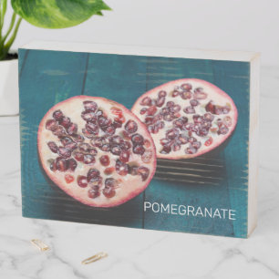 Pomegranate Vegan Fruit Gourmet Foodie Souvenir Wooden Box Sign