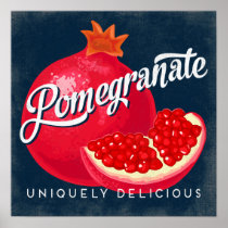 Pomegranate Vintage Fruit Label Poster