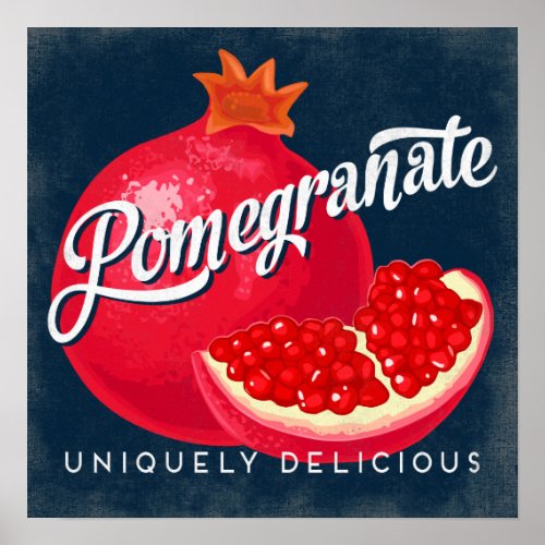 Pomegranate Vintage Fruit Label Poster