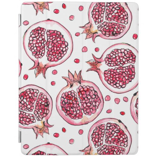 Pomegranate watercolor and ink pattern iPad smart cover