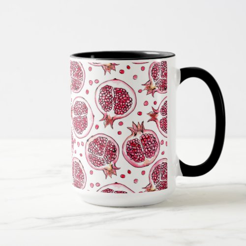 Pomegranate watercolor and ink pattern mug