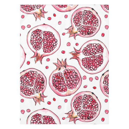Pomegranate watercolor and ink pattern tablecloth