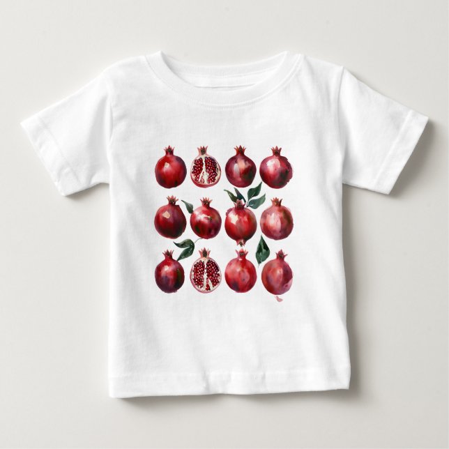 Pomegranate Watercolor Art Baby T-Shirt (Front)