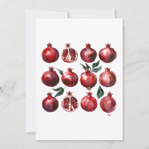 Pomegranate Watercolor Art Invitation