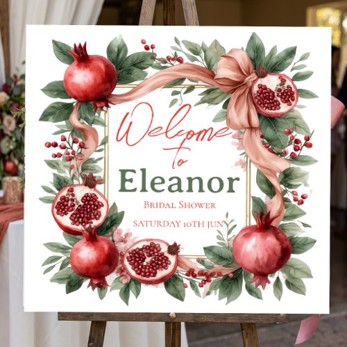 Pomegranate Watercolor Bridal Shower Welcome Sign