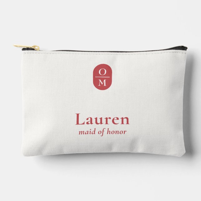 Pomegranate | Wedding Monogram Bridesmaid Gift  Accessory Pouch (Front)