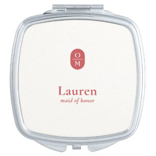 Pomegranate   Wedding Monogram Bridesmaid Gift  Compact Mirror