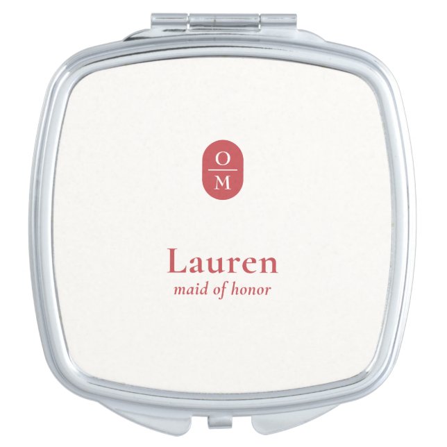 Pomegranate | Wedding Monogram Bridesmaid Gift  Compact Mirror (Front)