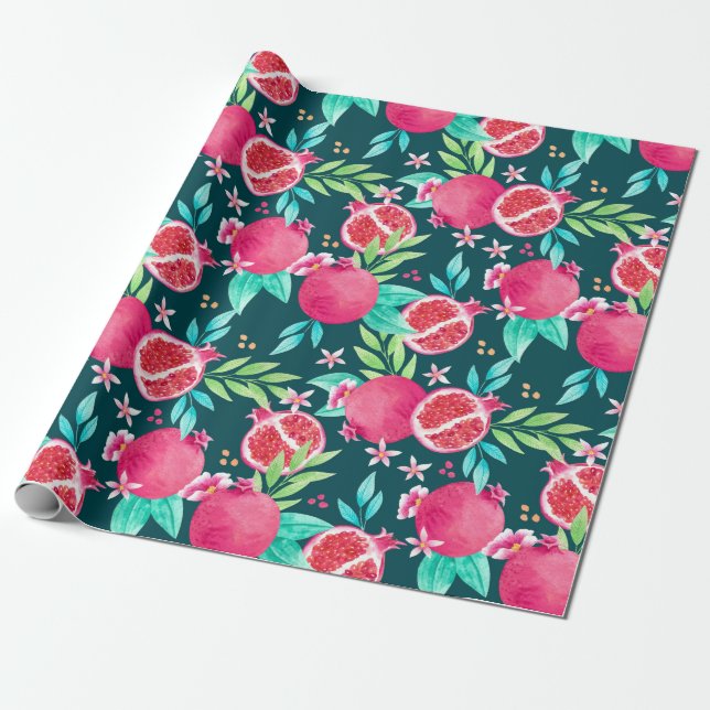 Pomegranate Wrapping Paper (Unrolled)