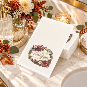 Pomegranate Wreath Friendsgiving Paper Guest Towels