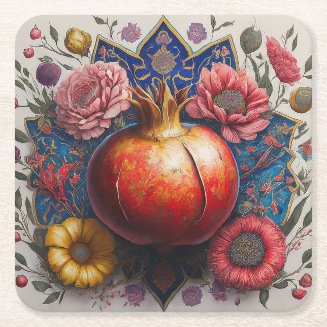 Pomegranate Yalda coaster (Front)