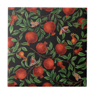 Pomegranates and Bella Moths  Ceramic Tile