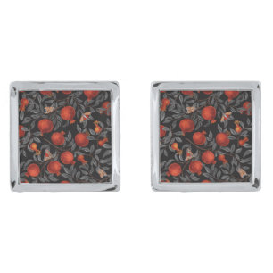 Pomegranates and Bella Moths in red and gray Cufflinks