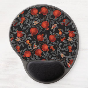 Pomegranates and Bella Moths in red and gray Gel Mouse Pad