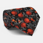 Pomegranates and Bella Moths in red and gray Neck Tie