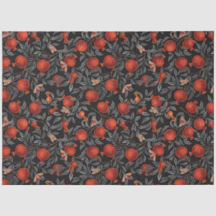 Pomegranates and Bella Moths in red and gray Tissue Paper