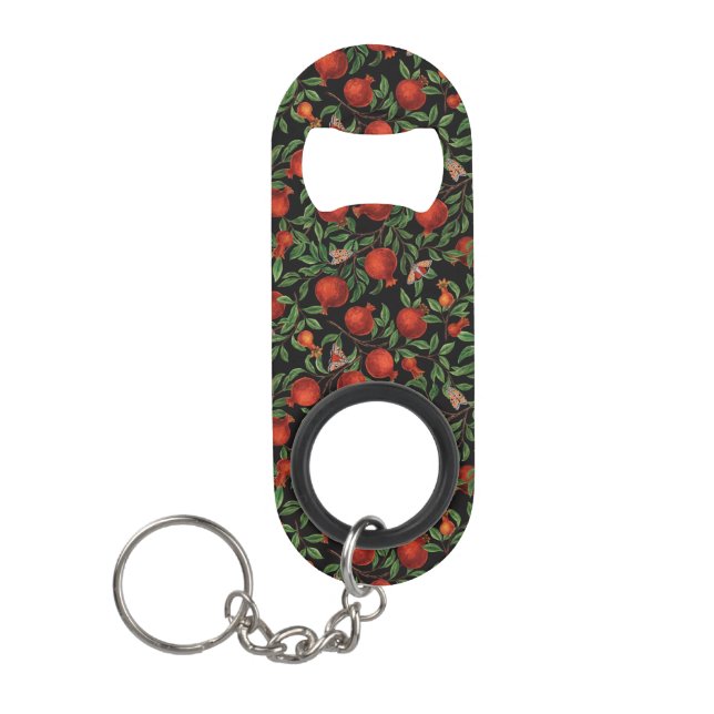 Pomegranates and Bella Moths  Keychain Bottle Opener (Front)