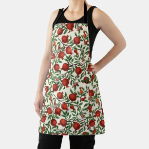 Pomegranates and Bella Moths on off white Apron