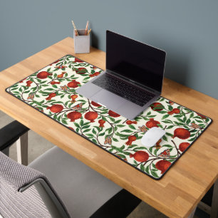Pomegranates and Bella Moths on off white Desk Mat