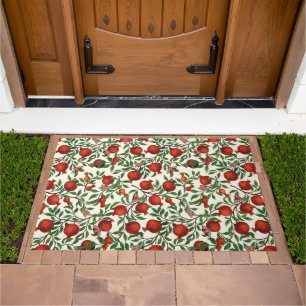 Pomegranates and Bella Moths on off white Doormat
