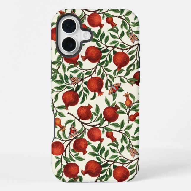 Pomegranates and Bella Moths on off white iPhone Case (Back)