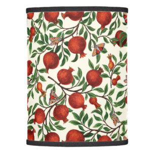 Pomegranates and Bella Moths on off white Lamp Shade