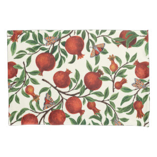 Pomegranates and Bella Moths on off white Pillow Case