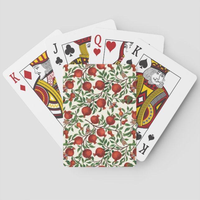 Pomegranates and Bella Moths on off white Poker Cards (Back)