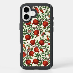 Pomegranates and Bella Moths on off white iPhone 16 Plus Case